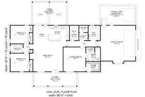 Floor Plan - Main Floor for Farmhouse House Plan #932-1220 - 3 bed, 2.5 bath