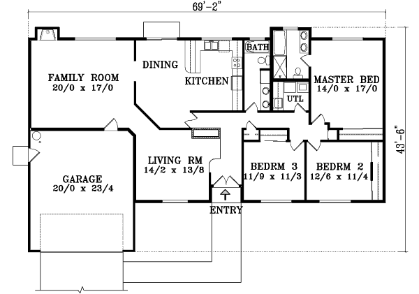 Ranch Floor Plan - Main Floor Plan #1-1382