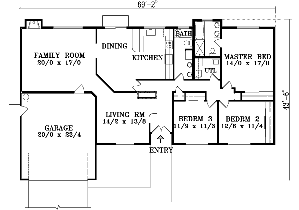 Home Plan - Ranch Floor Plan - Main Floor Plan #1-1382