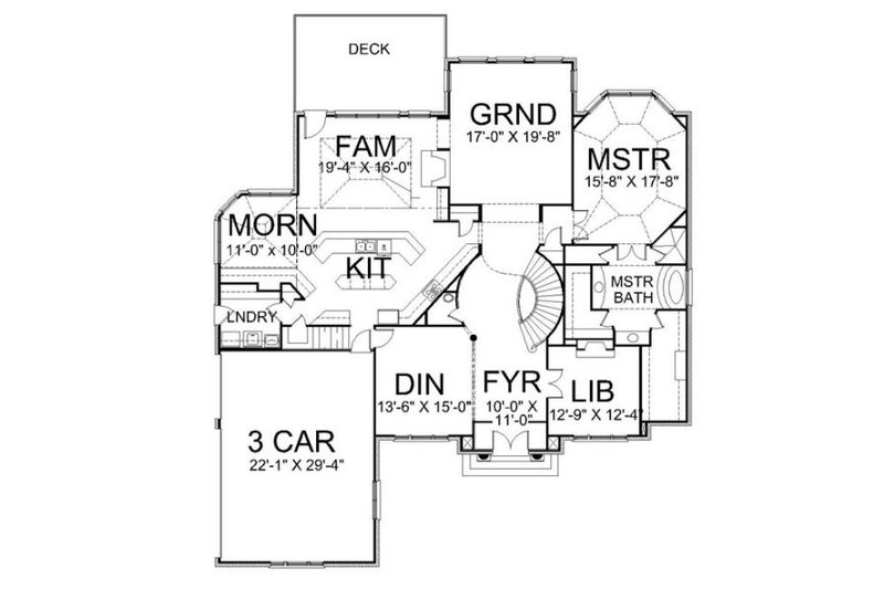 Dream House Plan - Floor Plan - Main Floor for European House Plan #119-312 - 4 bed, 4 bath