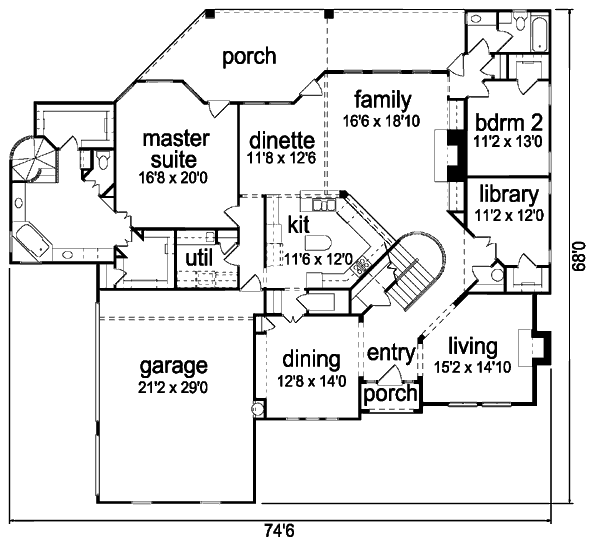 Architectural House Design - European Floor Plan - Main Floor Plan #84-423