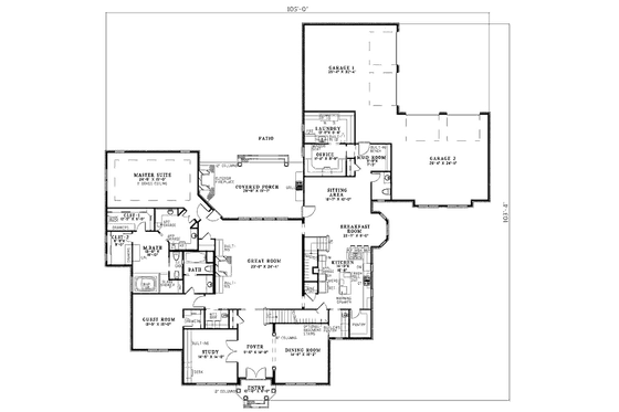 Floor Plan - Main Floor for Colonial House Plan #17-2166 - 4 bed, 4.5 bath
