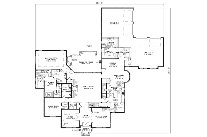 Dream House Plan - Floor Plan - Main Floor for Colonial House Plan #17-2166 - 4 bed, 4.5 bath