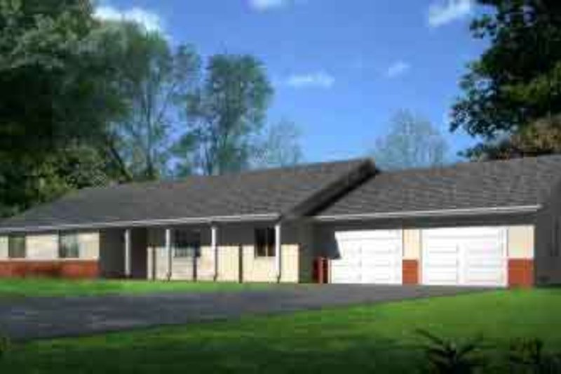 Architectural House Design - Ranch Exterior - Front Elevation Plan #1-1464