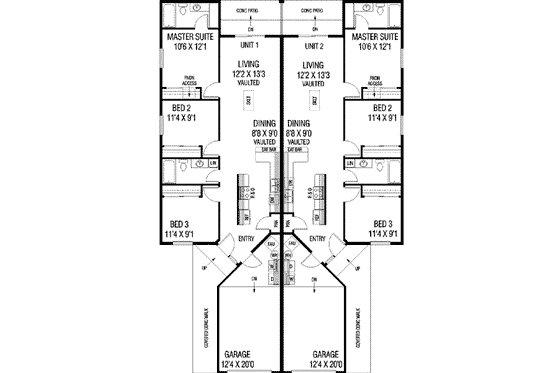 Floor Plan - Main Floor for Ranch House Plan #60-631 - 3 bed, 2 bath