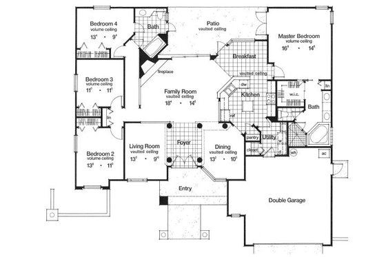 Floor Plan - Main Floor for Mediterranean House Plan #417-187 - 4 bed, 2 bath