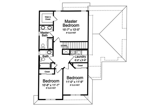 Floor Plan - Upper Floor for Cottage House Plan #46-885 - 3 bed, 2.5 bath