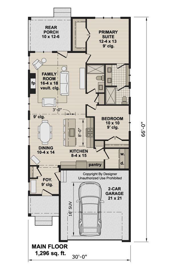 Dream House Plan - Floor Plan - Main Floor for Farmhouse House Plan #51-1547 - 2 bed, 2 bath