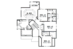 Floor Plan - Upper Floor for European House Plan #67-582 - 4 bed, 3.5 bath