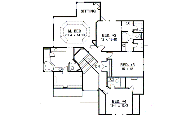 European Floor Plan - Upper Floor Plan #67-582