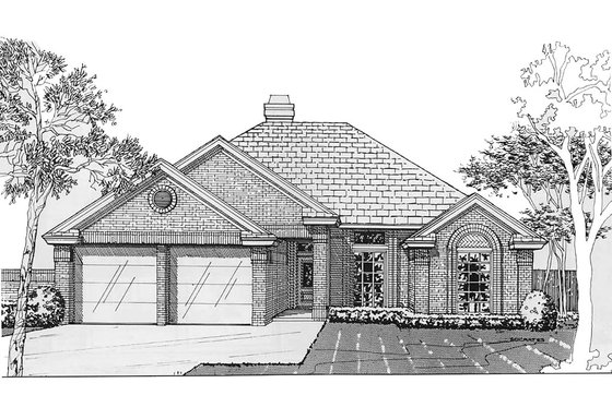 Exterior - Front Elevation for European House Plan #310-195 - 3 bed, 2 bath