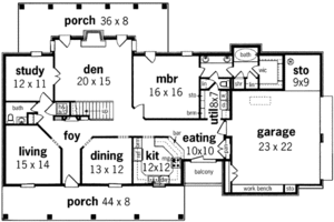 Floor Plan - Main Floor for Mediterranean House Plan #45-243 - 4 bed, 4 bath