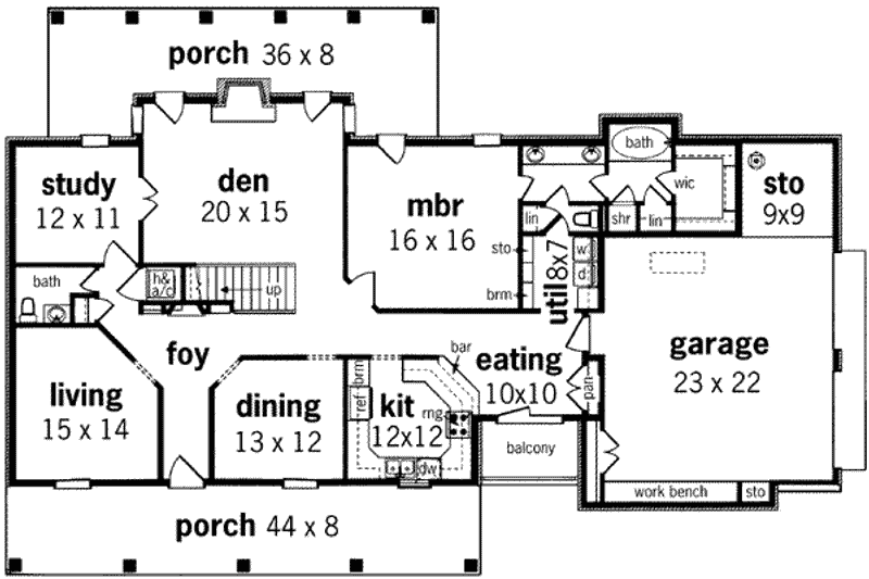 Home Plan - Floor Plan - Main Floor for Mediterranean House Plan #45-243 - 4 bed, 4 bath