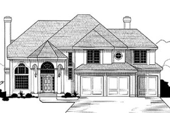 Exterior - Front Elevation for European House Plan #67-130 - 4 bed, 3.5 bath