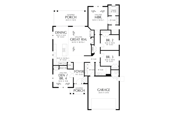 Floor Plan - Main Floor for Farmhouse House Plan #48-1065 - 4 bed, 2 bath