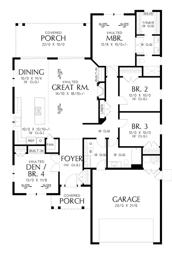 Farmhouse Floor Plan - Main Floor Plan #48-1065