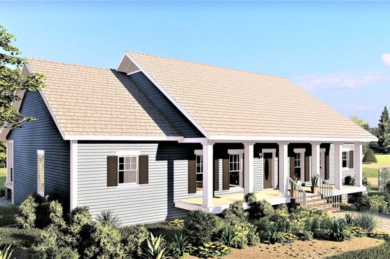 Exterior - Front Elevation 3 for Southern House Plan #44-244 - 4 bed, 2.5 bath