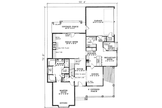 Floor Plan - Main Floor for European House Plan #17-560 - 4 bed, 2.5 bath