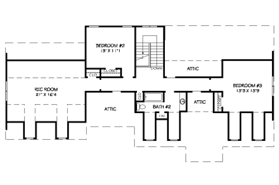 Floor Plan - Upper Floor for Bungalow House Plan #424-380 - 3 bed, 2.5 bath