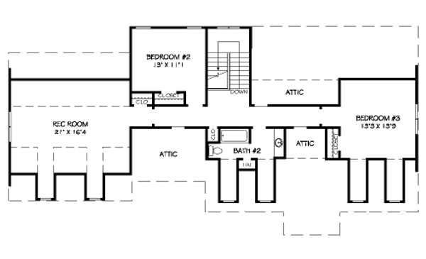 Floor Plan - Upper Floor for Bungalow House Plan #424-380 - 3 bed, 2.5 bath