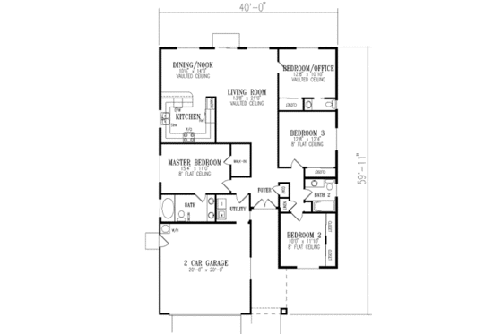 Floor Plan - Main Floor for Adobe / Southwestern House Plan #1-341 - 4 bed, 2.5 bath