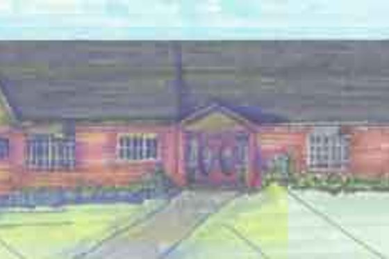 Exterior - Front Elevation for Ranch House Plan #136-112 - 3 bed, 2 bath