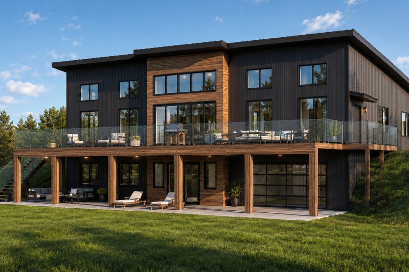 House Blueprint - Exterior - Rear Elevation 1 for Contemporary House Plan #1064-514 - 6 bed, 5 bath