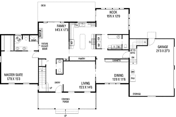 Floor Plan - Main Floor for Southern House Plan #60-614 - 3 bed, 3.5 bath