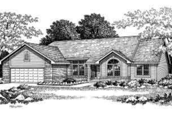 Exterior - Front Elevation for Ranch House Plan #70-648 - 3 bed, 2 bath