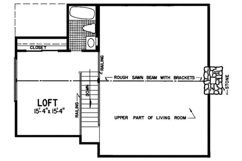 Architectural House Design - Floor Plan - Upper Floor for Country House Plan #72-104 - 2 bed, 2 bath