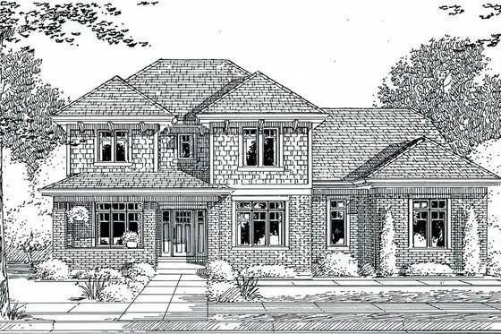 Exterior - Front Elevation 3 for Traditional House Plan #46-521 - 4 bed, 3.5 bath