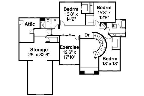Floor Plan - Upper Floor for European House Plan #124-461 - 4 bed, 3.5 bath