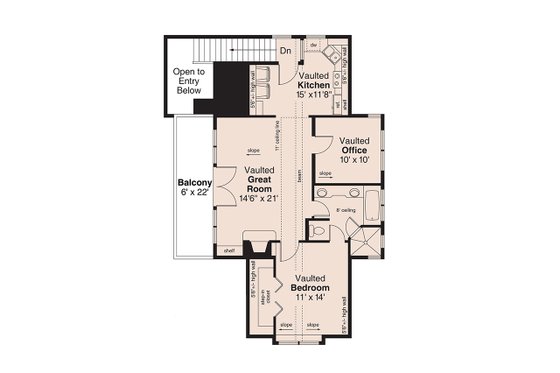 Floor Plan - Upper Floor for Craftsman House Plan #124-935 - 1 bed, 1 bath