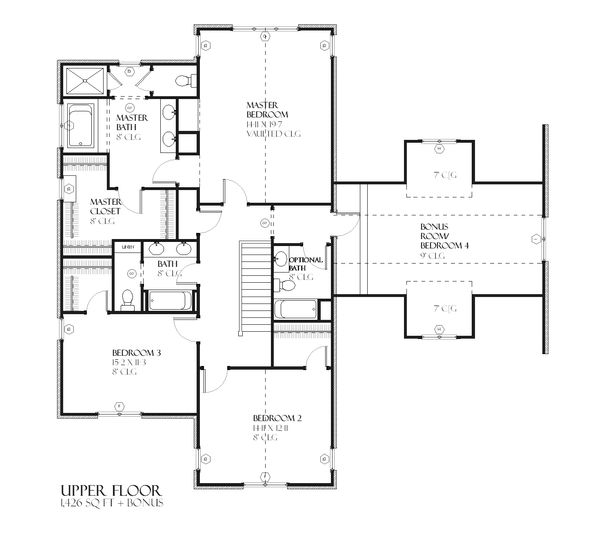 Traditional Floor Plan - Upper Floor Plan #901-50