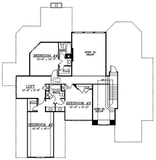 House Blueprint - European Floor Plan - Upper Floor Plan #119-308