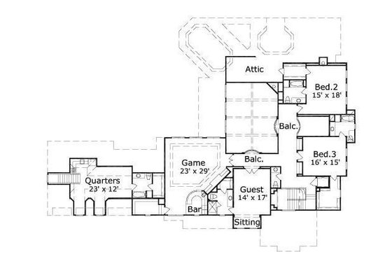 Floor Plan - Upper Floor for European House Plan #411-527 - 4 bed, 4.5 bath