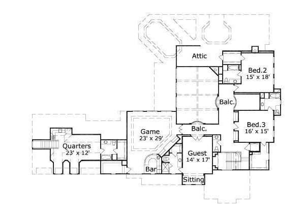 European Floor Plan - Upper Floor Plan #411-527