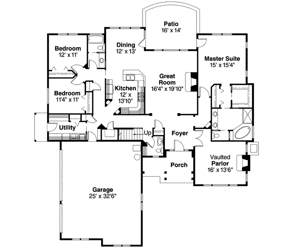 Architectural House Design - Craftsman Floor Plan - Main Floor Plan #124-509
