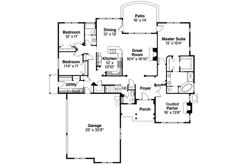 Home Plan - Floor Plan - Main Floor for Craftsman House Plan #124-509 - 3 bed, 2.5 bath