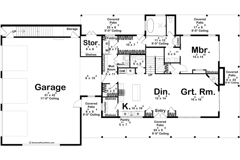 Architectural House Design - Floor Plan - Main Floor for Barndominium House Plan #455-822 - 5 bed, 6 bath