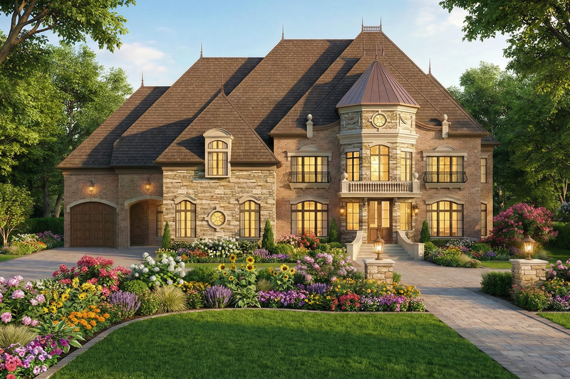 House Design - Exterior - Front Elevation 4 for European House Plan #119-197 - 5 bed, 5 bath