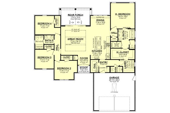 Floor Plan - Main Floor for Ranch House Plan #430-303 - 4 bed, 2.5 bath