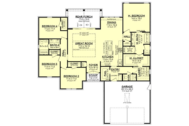 Dream House Plan - Floor Plan - Main Floor for Ranch House Plan #430-303 - 4 bed, 2.5 bath