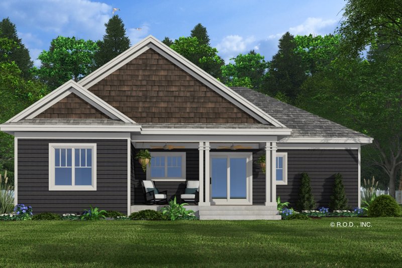 House Design - Exterior - Rear Elevation for Craftsman House Plan #51-1488 - 2 bed, 2 bath
