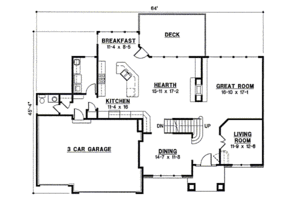 Floor Plan - Main Floor for Traditional House Plan #67-860 - 4 bed, 3 bath