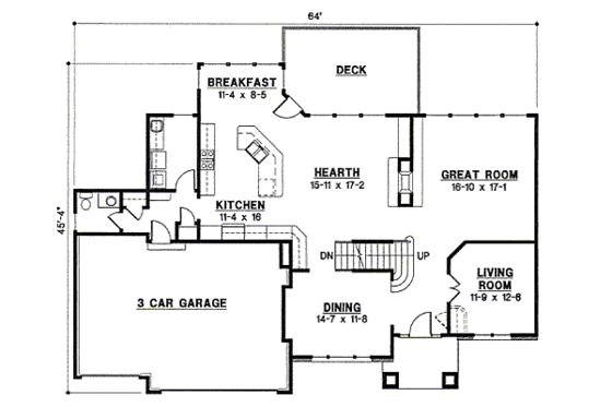 Floor Plan - Main Floor for Traditional House Plan #67-860 - 4 bed, 3 bath