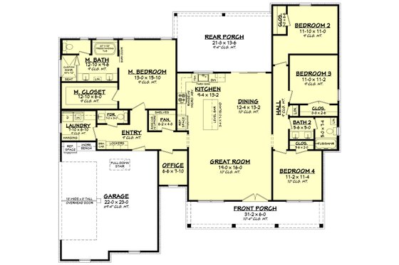 Floor Plan - Main Floor for Farmhouse House Plan #430-377 - 4 bed, 2.5 bath
