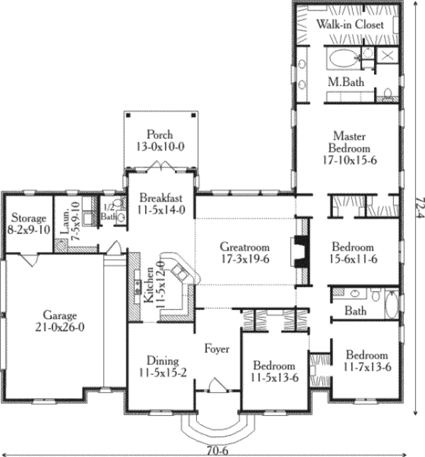 Architectural House Design - European Floor Plan - Main Floor Plan #406-292