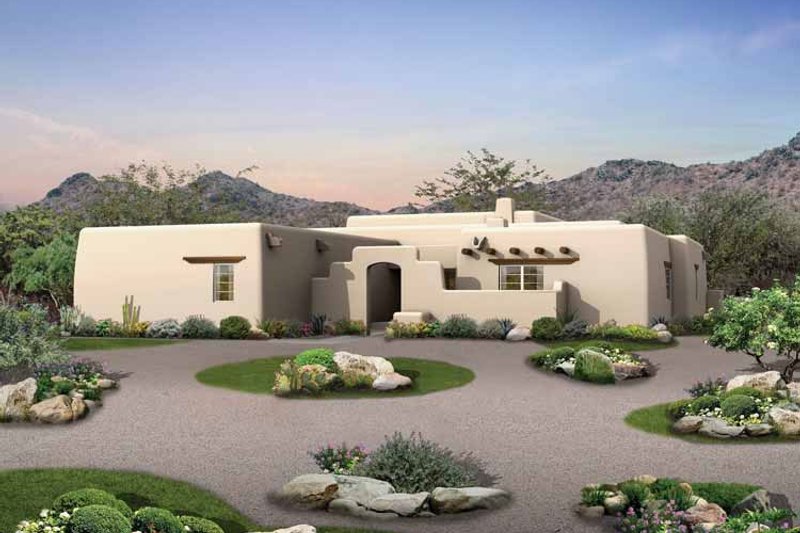 Adobe / Southwestern Style House Plan - 3 Beds 2.5 Baths 1907 Sq/Ft Plan #72-119