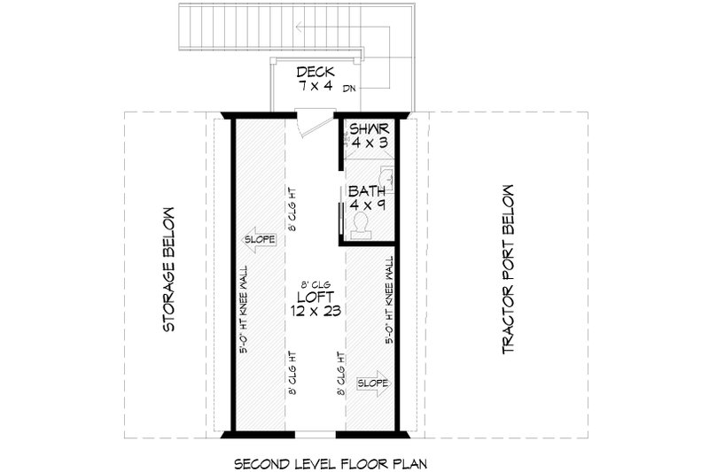House Blueprint - Floor Plan - Upper Floor for Barndominium House Plan #932-1173, 1 bath